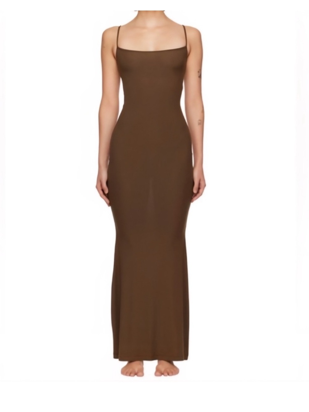 SKIMS Brown Slim Strap Maxi Dress. 
Limited edition “Cocoa”